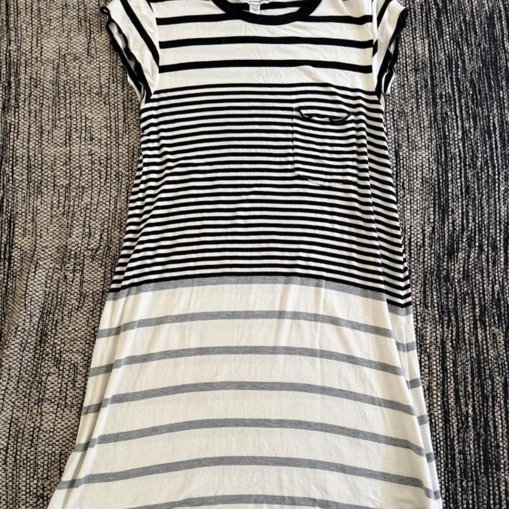 American Eagle Outfitters black/white striped babydoll dress